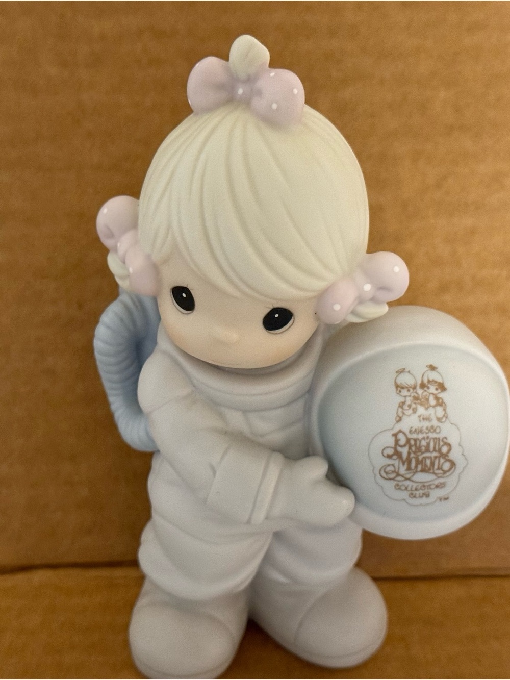 Precious Moments White Figurine with Pink Bow Accents